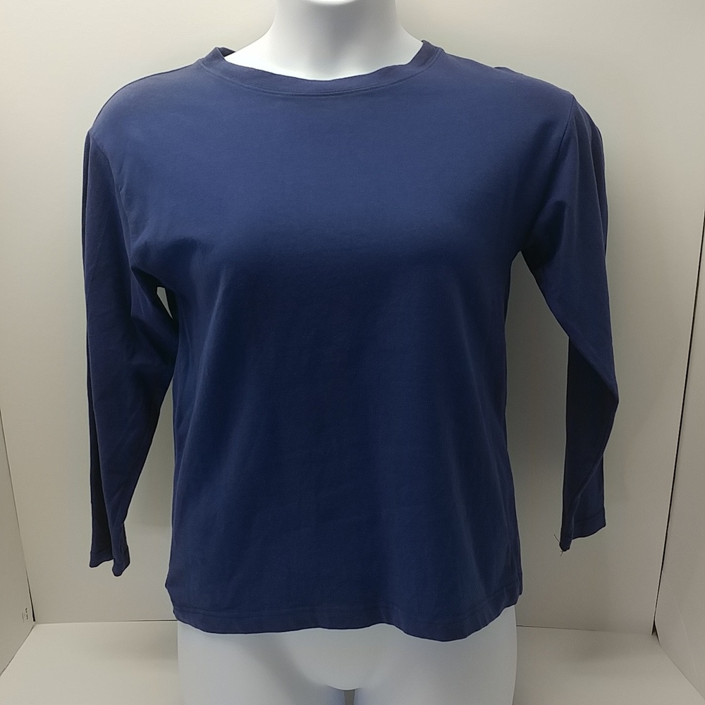 Crystal-Kobe women's 3/4sleeve t-shirt top, large, blue